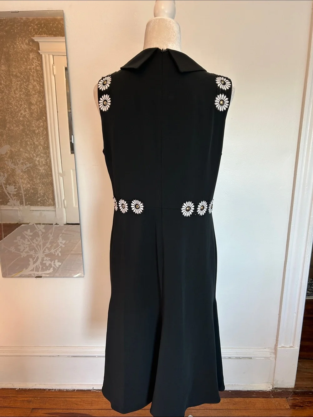 Black Sleeveless Dress with Daisy Trim
